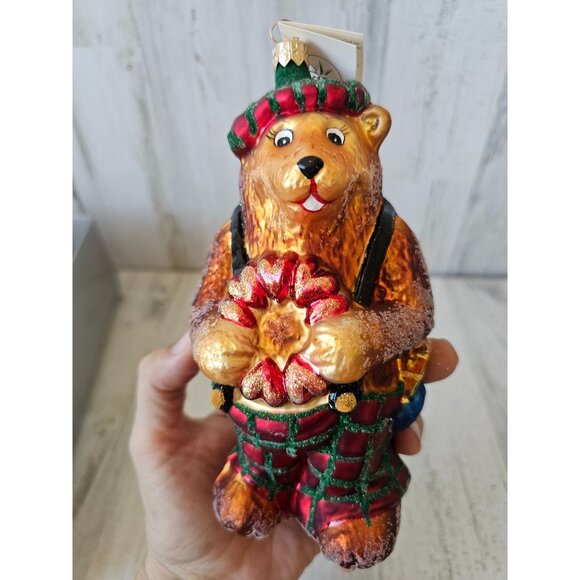 vintage Radko bearing heart plaid suspenders Scottish ornament 1996 Xmas tree - Picture 7 of 10